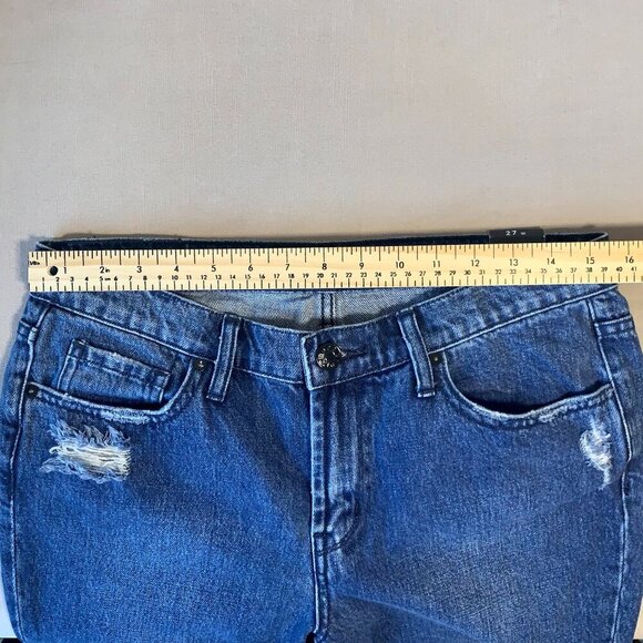 Urban Outfitters BDG Slim Boyfriend Distressed Dark Blue Jeans Emo Grunge - Picture 4 of 13